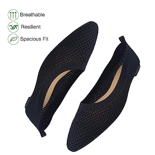 CasfelRen Women's Classic Ballet Flats, Pointed Toe Comfortable Dress Shoes Flats, Soft Knit Slip On Flats Shoes for Women4