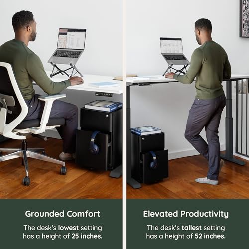 Image of Branch Standing Desk, Adjustable Height Desk with Dual Motors | 3-Stage Lift, 4 Memory Presets, 48 Inches, White Base and White Top