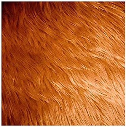 Faux / Fake Long Pile Fur Mongolian DARK CAMEL Fabric / 1 YARD