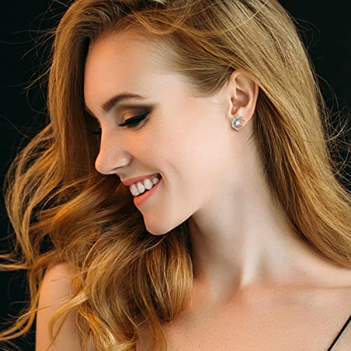 Moon and Star Earrings 925 Sterling Silver Opal Stud Earrings for Women Hypoallergenic Sun and Moon Earrings Crescent Moon Star Jewelry Gift for Women for Sensitive Ears3