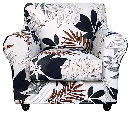 SearchI Stretch Sofa Cover Printed Couch Covers, Floral Pattern 2 Piece Armchair Slipcover with Separate Chair Cushion Cover, Washable Furniture Protector for Living Room(Armchair, Maple Leaf)