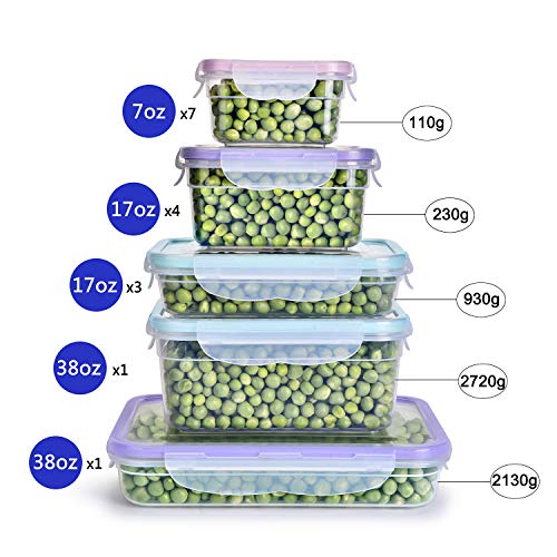 BAYCO [16 Pack] Food Storage Containers with Lids, Plastic Food Containers with Lids, Airtight Storage Container Sets for Healthy Diet, Vegetables, Snack & Fruit, BPA Free & Leakproof - Thumbnail 5