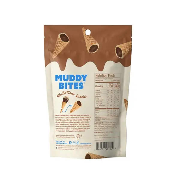 Muddy Bites - Milk Chocolate - Waffle Cone Snack Bite Sized Filled Cone Bites for Snack or Dessert Made with Cane Sugar, Kosher, Fair Trade Certified 3
