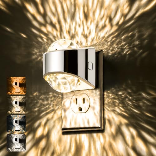 Image of Briignite Night Light Plug into Wall, Color Changing Night Light for Kids, 3CCT Diamond Design Nightlight Projector, Dusk to Dawn Sensor for Nursery Bathroom Bedroom Gaming Room Decor Gift