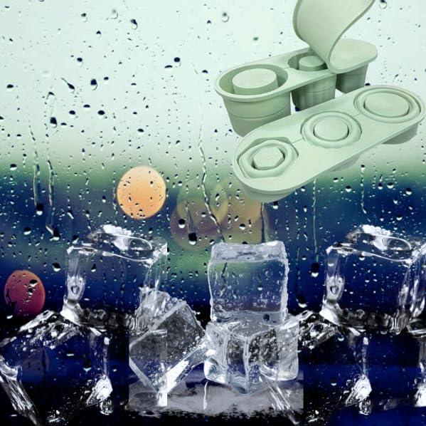 Eiswürfelform aus Silikon, stapelbar, faltbar, mit Deckel, BPA-frei, 2 Stück