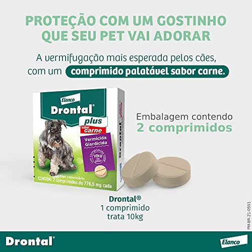 Vermífugo Bayer Drontal Plus Sabor Carne para Cães de até 10kg - 2 Comprimidos