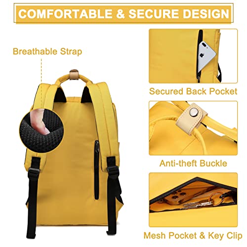 Image of VASCHY Women's Backpack, Girl's Backpack Laptop Backpack for 15.6 Inches, Water Resistant, Chic School Bag with Two Bottle Pockets for College Travel, 15.1L (Blue Gardenia)