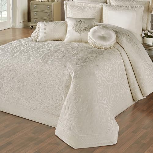 Touch of Class Seraphina Jacquard Woven Damask Ivory with Gold Lurex Grande Bedspread