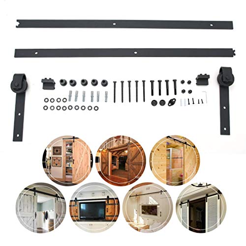 Preisvergleich Produktbild Schiebetürbeschlag 183cm / 6FT Laufschienen Schiebetürbeschlag, Hängeschiene Schiebetürsystem Tür Hardware Kit für Schiebetüren Innentüren und Wandschränke (2.44M / 8FT)