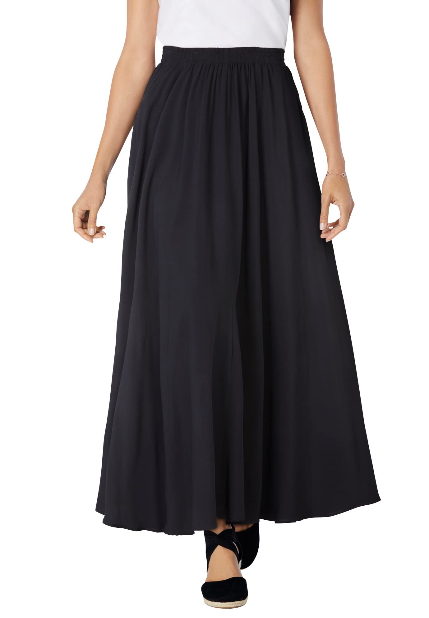 Woman Within Plus Size Pull-On Elastic Waist Soft Maxi Skirt
