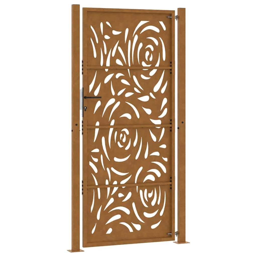 Generico Cancello da Giardino 105x205 cm in Acciaio corten con Design a Fiamma,Marrone,29.3kg,4100998