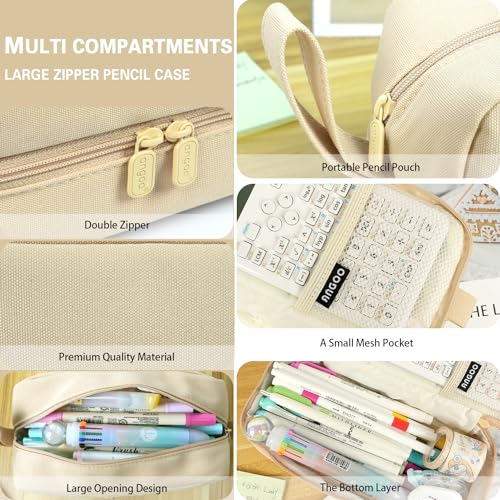 Image of MAMUNU Pencil Case Large Capacity, Pencil Case Aesthetic, Pencil Case Pen Pouch with Zipper Compartments Portable Handle, Pencil Pouch for School Office College Teen Girls Boys Adults Students