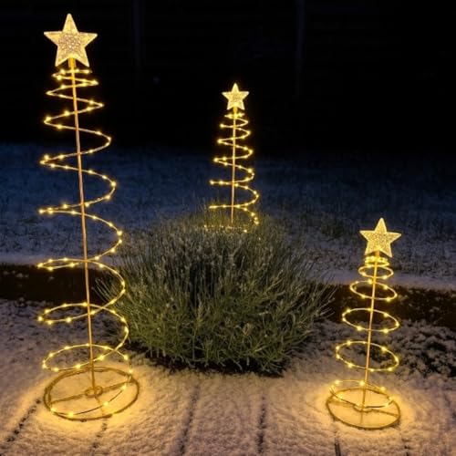 3er Set Lichterbäume mit 233 warmweißen LED´s inklusive Timer -...