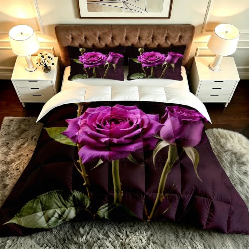 Edredón nórdico de rosas 3D cama 90 con fundas de almohada de microfibra suave 2