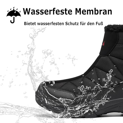 TLOLA Winterschuhe Herren Wasserdicht Warm Gefüttert Schneestiefel Rutschfest Winterstiefel Herren Wanderschuhe Trekkingschuhe Arbeiten Ski Angeln Outdoor Schuhe (Schwarz EU 45)