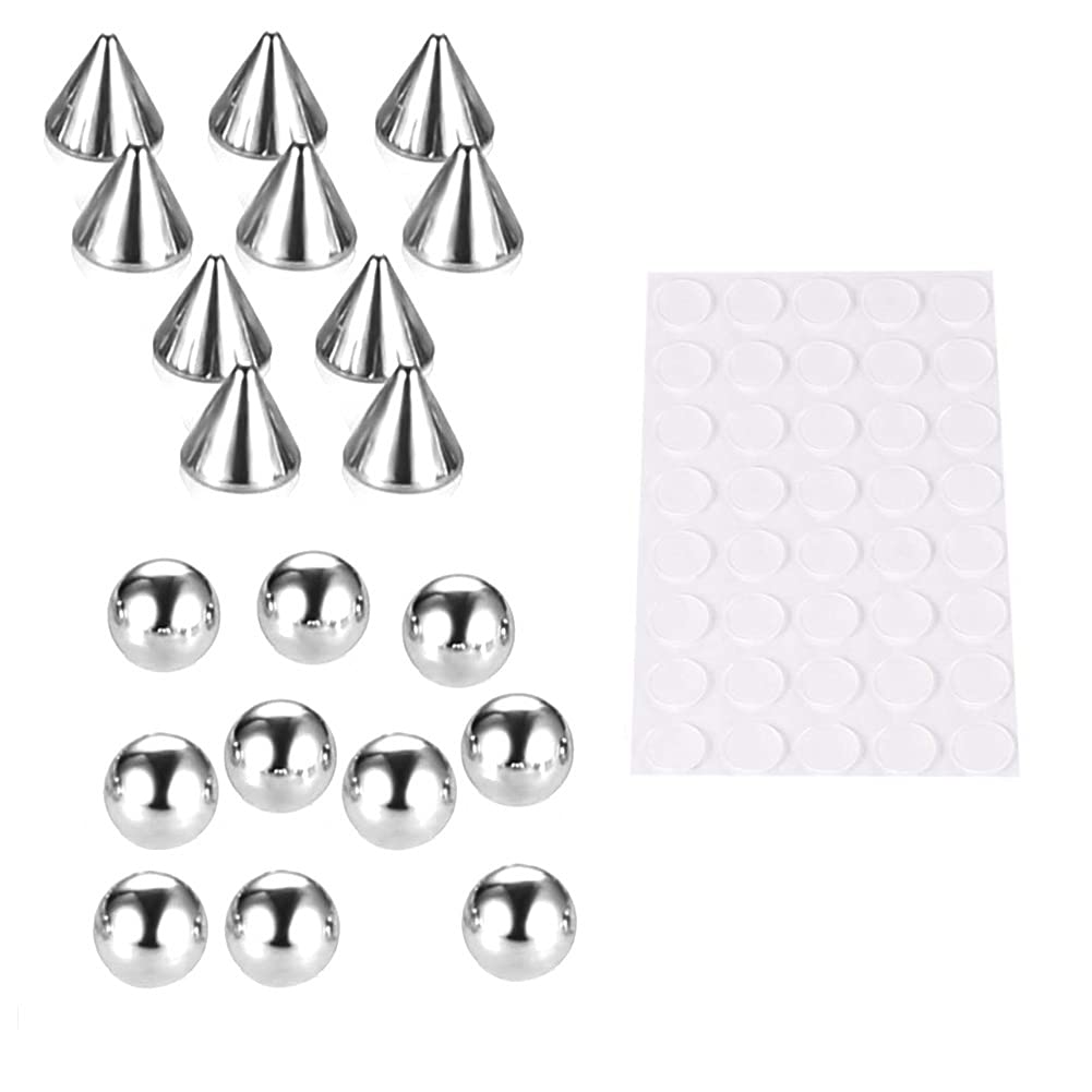 HEKEUOR Fake Nose Lip Eyebrow Non-Piercing Body Jewelry Stainless Steel 5mm Ball/Spike Kit Sticker