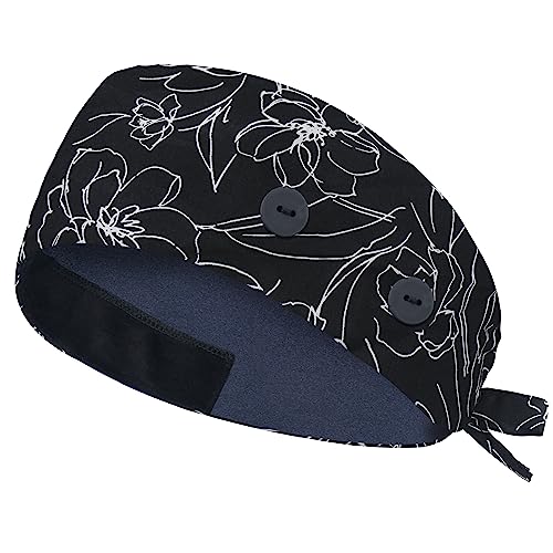 Image of ABAMERICA Working Caps with Button and Sweatband, Adjustable Working Hats for Women Men, One Size(Tie Back or Toggle)