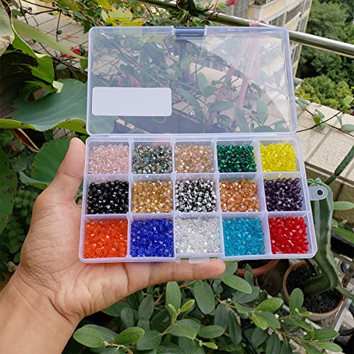 Image of 4mm 2250pcs Bicone Glass Beads for Jewelry Making Faceted Shape Crystal Spacer Beads for Bracelets Necklaces