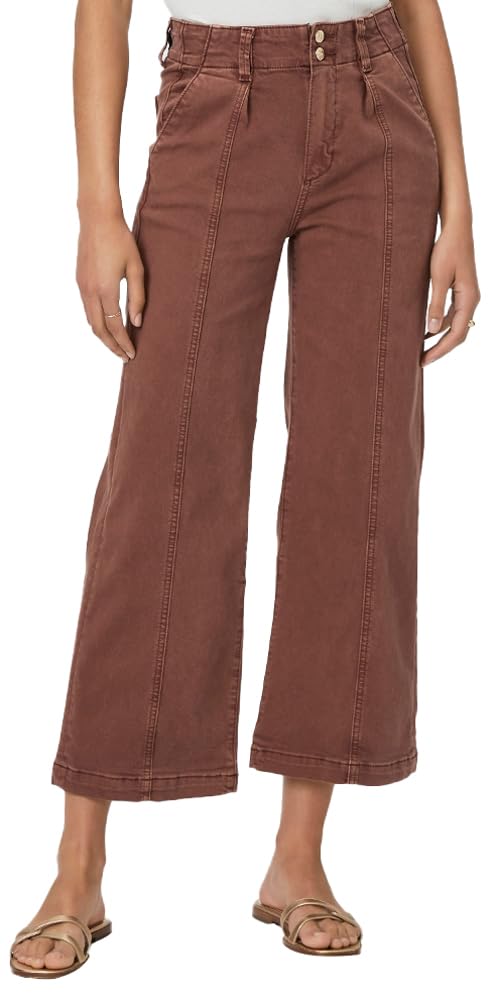 PAIGE Women's Brooklyn Crop Wide Waistband Double Button Jean