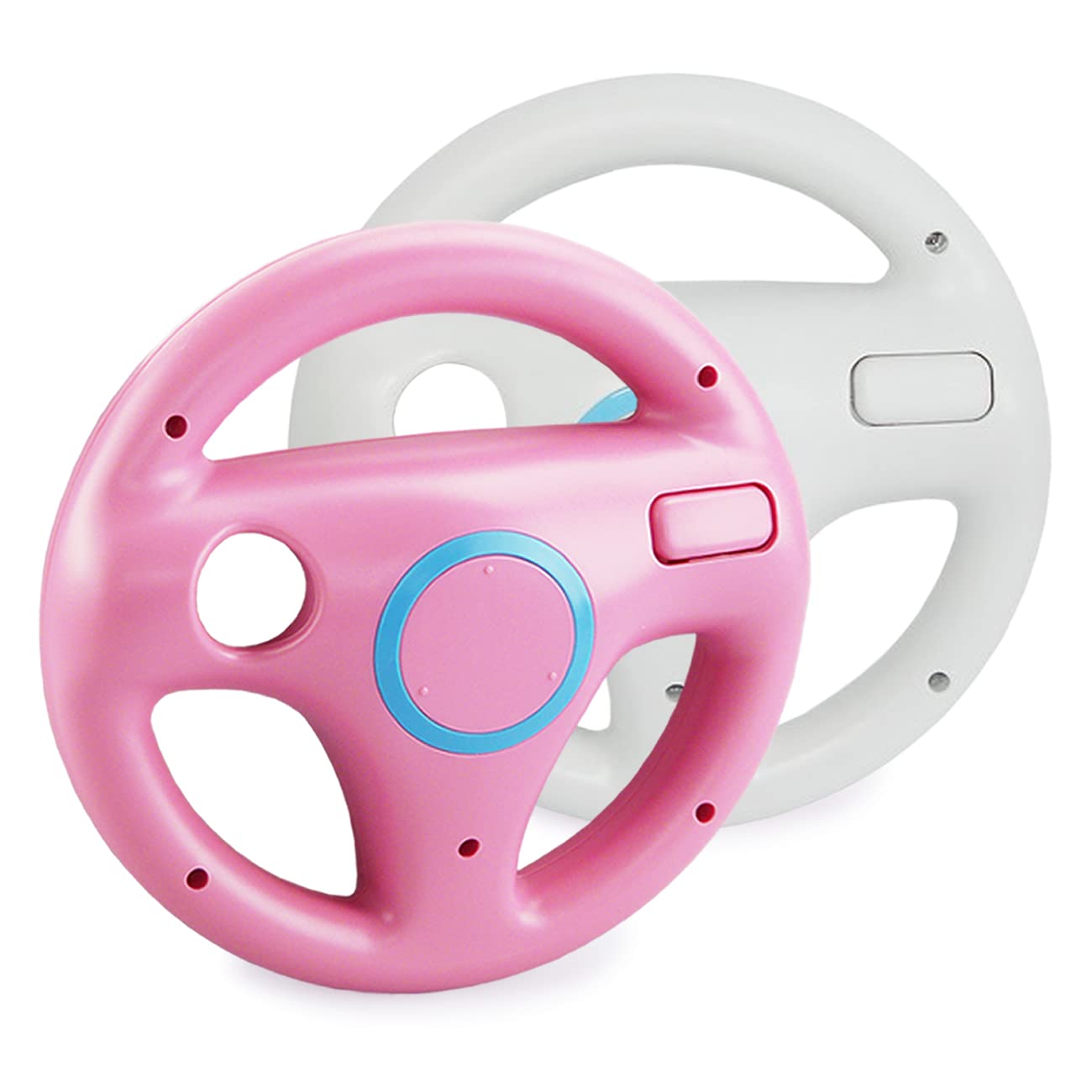 smardy 2x Volante da Corsa Bianco e Rosa Racing Wheel Compatibile con Nintendo Wii Telecomando Controller per Mario Kart Game, Giochi di Guida