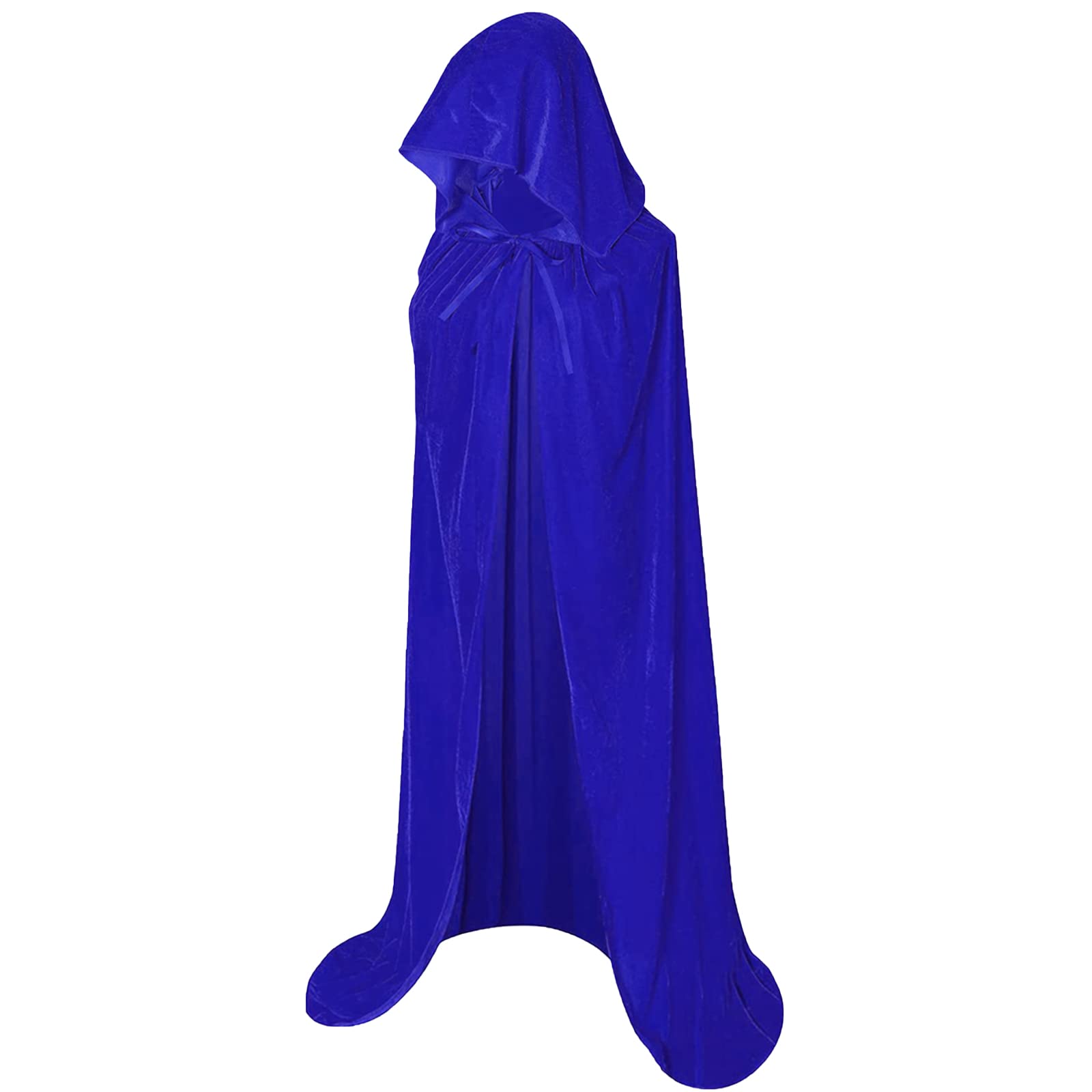 Hooded Cloak Long Velvet Cape for Adult Christmas Halloween Cloak Costumes Hooded Cape Masquerade Dress Up 55inch(Blue-140CM)