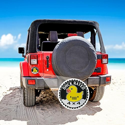 Image of EDINGM 2 PCS Duck Rated Car Emblem, 4x4 Metal, Yellow, Universal, Compatible with Jeep Wrangler, Truck, SUV, RV