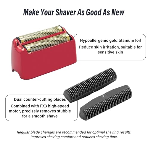 Image of Compatible with BaByliss Pro FX3 Foil Shaver Replacement Head - 1Pack Red | Rplacement Foil Compatible with BaBylisspro FX3 Professional High Speed Foil Shaver Top, FXX3RF Blade Parts with 2 Cutters