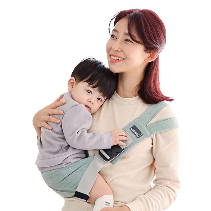 Image of GOOSEKET Toddler Sling/Original/Cotton Baby Carrier/Compact hipseat/Infants to 44 lbs Toddlers/Sleep (Mint)…