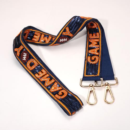 Image of YAHPERN Beaded Purse Straps Game Day Purse Strap Replacement Sequin Crossbody Football Purse Strap for Stadium Clear Bag
