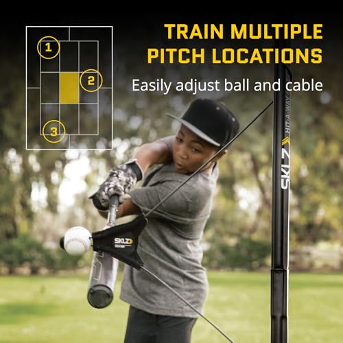 SKLZ Hit-A-Way Select Youth Baseball Swing Trainer, Portable Solo Batting Practice with Stand, Tethered Ball for Hitting Drills, Ages 13 and Under