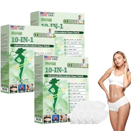 FYFTNMZ Moringa Patch 10-in-1 Nano Microdarts Patch Natural Formula for Women and Men Suitable for All Skin(3 Boxes) 1