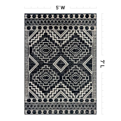 Tapete Rugshop Southwestern Negro y Blanco 5' x 7' miniatura 2