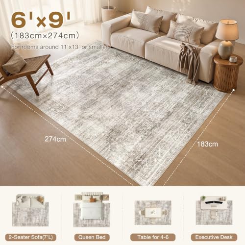 Image of cotiled Boho 6x9 Area Rugs for Living Room: Large Moroccan Washable Rug