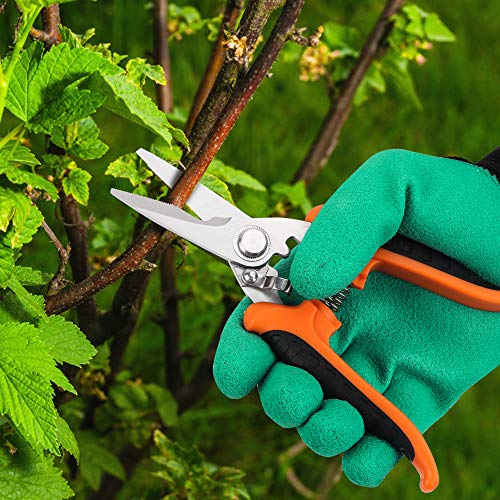 ONEBOM Garden Pruners, 3 Pack Garden Shears Cutters with Gloves, Professional Bypass Stainless Steel Heavy Duty