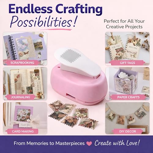 Image of IMPORTED Metal Stamp Punch for Arts Crafts Scrapbooking DIY Projects 2x1.5 cm(WITH FREE SCRAP SHEETS) Postage Stamp Shape Paper Cutter for Journaling, Greeting Cards, Photo Decoration