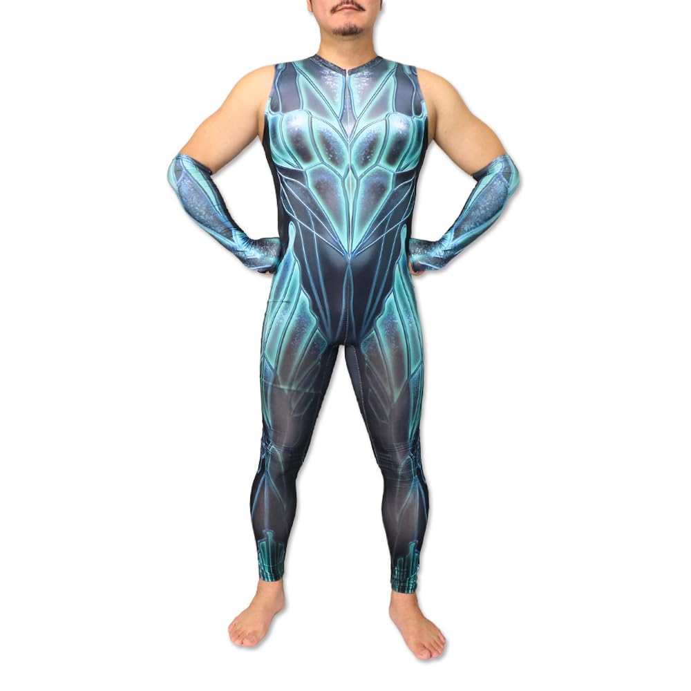 Amazon | Zentai 全身タイツノースリーブ アームカバー付き グリーン