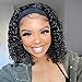 Curly Headband Wig Human Hair for Black Women 10 Inch Brazilian None Lace Front Wigs Natural Black Headband Wig Deep Wave Human Hair Wigs(150% Densityï¼‰