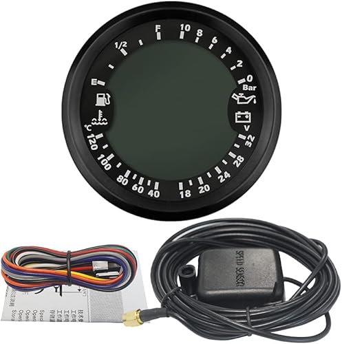 Miniatura 9 de ELING Medidor multifuncional 6 en 1, velocímetro GPS, tacómetro, temperatura del agua, nivel de combustible, voltímetro de presión de aceite, 24 V