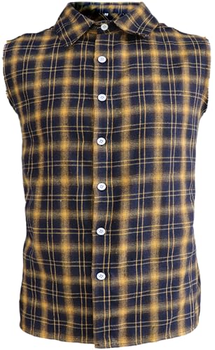 Chemise sans manches homme en flanelle jaune pour ne plus souffrir du froid au torse