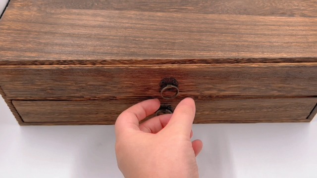 Organisateur De Bureau En Bois Avec 2 Tiroirs – Dimensions 18x18x17 Cm – Finition Carbonisée – Pour Fournitures, Cosmétiques Ou Bijoux - 6