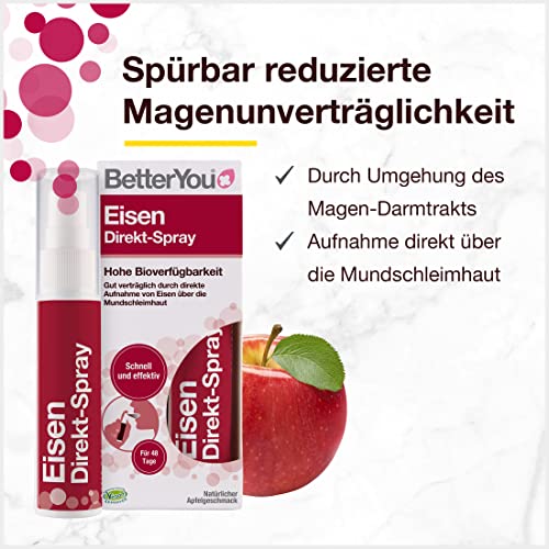 BetterYou Eisen Direkt Spray - gut verträglich durch Aufnahme über die Mundschleimhaut - hohe Bioverfügbarkeit - leckerer Apfelgeschmack - die praktische Alternative zu Tabletten - vegan, 25ml – Bild 5