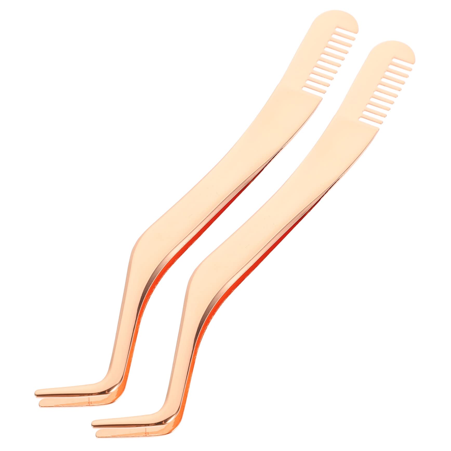 BESTYASH 2 pcs Stainless Steel Lash Extension Tweezers Comb Multi Functional Eyelash Tweezers Applicator for Easy False Eyelash Application and Beauty Tool