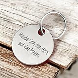 GOLDEN PAW Hundemarke mit Gravur personalisiert, Namensschild mit Telefonnummer, Adresse für Halsband - robuste Tiermarke aus Edelstahl, Dog Tag, Anhänger für Hunde, Katzen, Pferde & Welpen | Silber