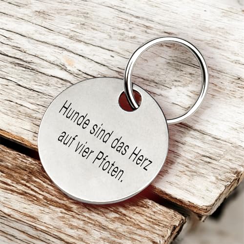 GOLDEN PAW Hundemarke mit Gravur personalisiert, Namensschild mit Telefonnummer, Adresse für Halsband - robuste Tiermarke aus Edelstahl, Dog Tag, Anhänger für Hunde, Katzen, Pferde & Welpen | Silber