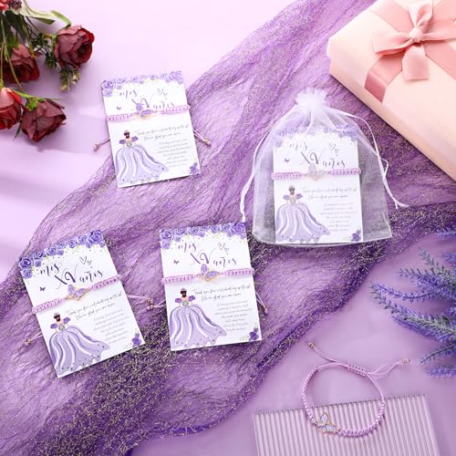 Image of Wenqik 25 Sets Quinceanera Party Favors for Guests Sweet 15th Butterfly Adjustable Bracelets with Thank You Cards Organza Bag 15 Years Birthday Religious Gifts for Guests Party Favor