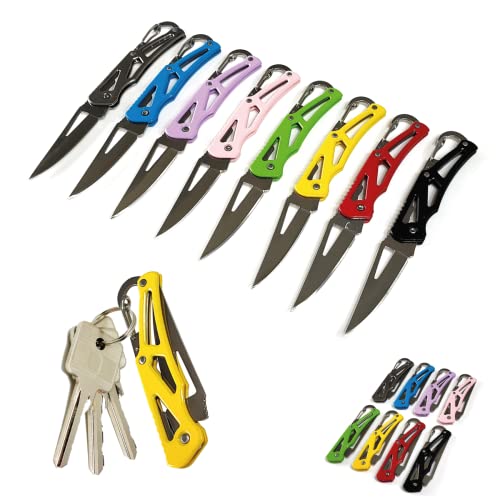 Coltellino Tascabile Piccolo Professionale in Acciaio Inox – Portachiavi Coltello Pieghevole Multiuso con Lama 6 cm Senza Molle o Fermo della Lama – Per la Pesca e Attività all’aperto (Nero)