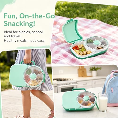 Boîte à collation avec compartiments assiette à collation étanche et spinner à goûter - 8