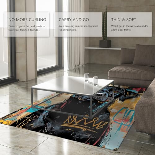 Tapis de chambre à coucher noir lavable 90x150cm tapis pour salon - 5