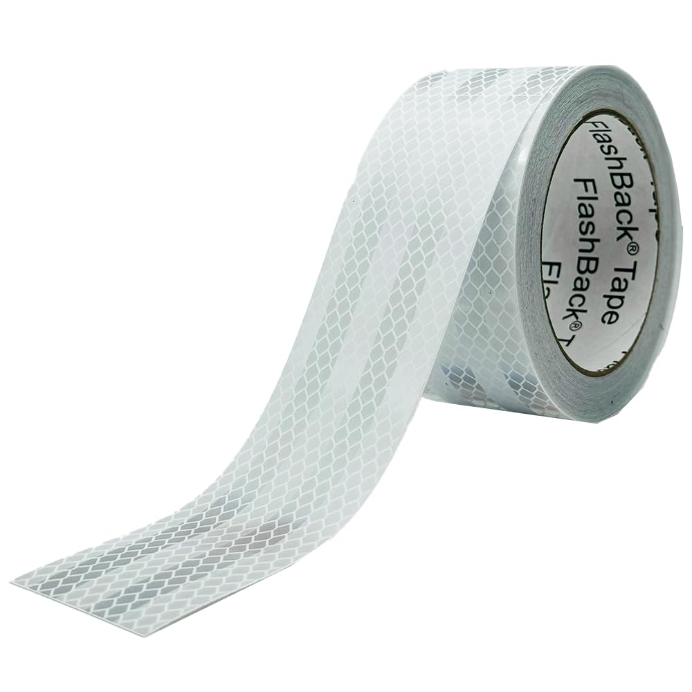 FlashBack Microprismatic Reflective Tape High Visibility Self-adhesive Sticker Hi Vis Van Reflective Sticky Tape (White, 50mm x 25 Metres) — image 1