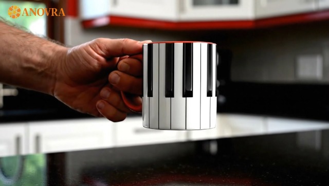 Taza de cerámica con diseño de piano 11oz miniatura 7